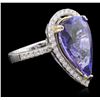 Image 1 : 14KT Two-Tone Gold 9.41 ctw GIA Certified Tanzanite and Diamond Ring