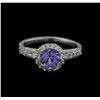 Image 2 : 1.03 ctw Tanzanite and Diamond Ring - 14KT White Gold