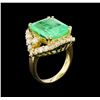 Image 4 : GIA Cert 9.38 ctw Emerald and Diamond Ring - 14KT Yellow Gold