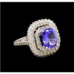 14KT White Gold 3.26 ctw Tanzanite and Diamond Ring