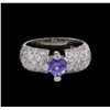 Image 2 : 0.70 ctw Tanzanite and Diamond Ring - 14KT White Gold