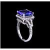 Image 2 : 6.90 ctw Tanzanite and Diamond Ring - 14KT White Gold