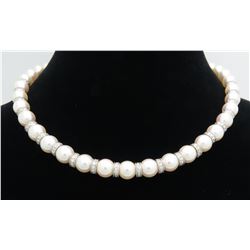 3.60 ctw Diamond and Pearl Necklace - 14KT White Gold