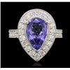 Image 2 : 14KT White Gold 2.82 ctw Tanzanite and Diamond Ring