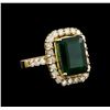 Image 1 : 14KT Yellow Gold 6.96 ctw Emerald and Diamond Ring