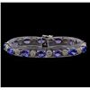 Image 1 : 14KT White Gold 17.16 ctw Tanzanite and Diamond Bracelet