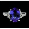 Image 2 : 5.35 ctw Tanzanite and Diamond Ring - 14KT White Gold