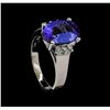 Image 4 : 5.35 ctw Tanzanite and Diamond Ring - 14KT White Gold