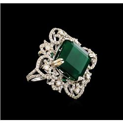 14KT White Gold 13.22 ctw Emerald and Diamond Ring