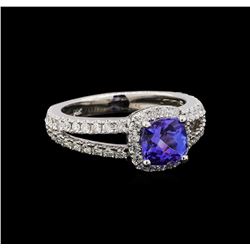 14KT White Gold 1.34 ctw Tanzanite and Diamond Ring