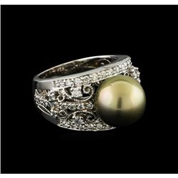 Tahitian Pearl and Diamond Ring - 14KT White Gold