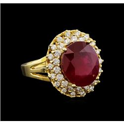 14KT Yellow Gold 6.72 ctw Ruby and Diamond Ring