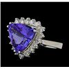 Image 1 : 5.82 ctw Tanzanite and Diamond Ring - 14KT White Gold