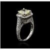 Image 3 : 18KT White Gold 3.05 ctw Fancy Yellow Diamond Ring