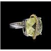 Image 1 : 9.10 ctw Lemon Quartz and Diamond Ring - 14KT White Gold