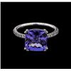 Image 2 : 4.91 ctw Tanzanite and Diamond Ring - 14KT White Gold