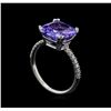 Image 4 : 4.91 ctw Tanzanite and Diamond Ring - 14KT White Gold