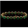 Image 2 : 14KT Rose Gold 20.90 ctw Emerald and Diamond Bracelet