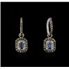 Image 1 : 14KT White Gold 0.58 ctw Sapphire and Diamond Earrings
