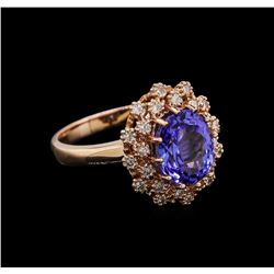 3.38 ctw Tanzanite and Diamond Ring - 14KT Rose Gold