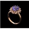 Image 4 : 3.38 ctw Tanzanite and Diamond Ring - 14KT Rose Gold