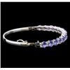 Image 3 : 14KT White Gold 6.88 ctw Tanzanite and Diamond Bracelet