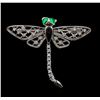 Image 1 : 14KT White Gold 0.27 ctw Diamond, Onyx and Emerald Butterfly Pin