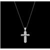 Image 2 : 1.17 ctw Diamond Cross Pendant With Chain - 14KT White Gold