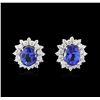 Image 1 : 14KT White Gold 5.82 ctw Tanzanite and Diamond Earrings