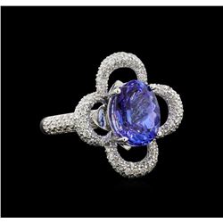 14KT White Gold 5.81 ctw Tanzanite and Diamond Ring