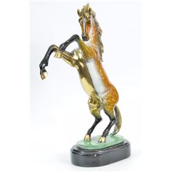 12 LBS Hot Cast Special Patina Enamel Horse Bronze Statue on Marble base (18"X10")