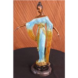 12 LBS Bronze Sculpture Gorgeous Woman Blossom Art Nouveau Decoration Statue (19"X11")