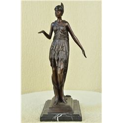 14 LBS Art Deco Warrior Woman Bronze Statue (19"X10")