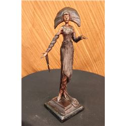 10 LBS Girl Byzantine Sculpture In Bronze on Marble Base (19"X8")