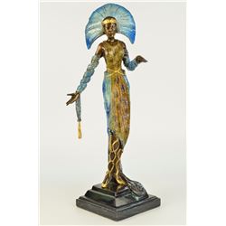 10 LBS Ancient Byzantine Statue Multi Color Patina Bronze Sculpture (19"X8")