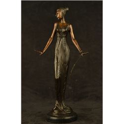 8 LBS Art Deco Vintage Theater Jazz Singer Actress Dancer Bronze Marble Statue Artwork (19"X9")