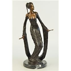 12 LBS Very Pretty Female Bronze Classical Portrait Sculpture (18"X9")