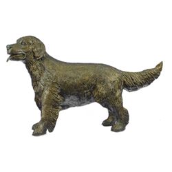 25 LBS Puppy Golden Retriever Dog Bronze Statue (26"X17")
