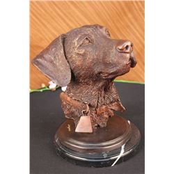 19 LBS Adorable Labrador Retriever Bust Bronze Sculpture (12"X11")