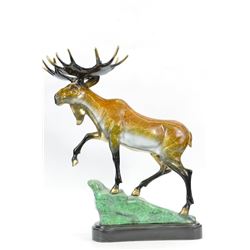 22 LBS Hot Cast Hand Crafted Wild Moose Collector Edition Numbered Bronze Sculpture (21"X22")