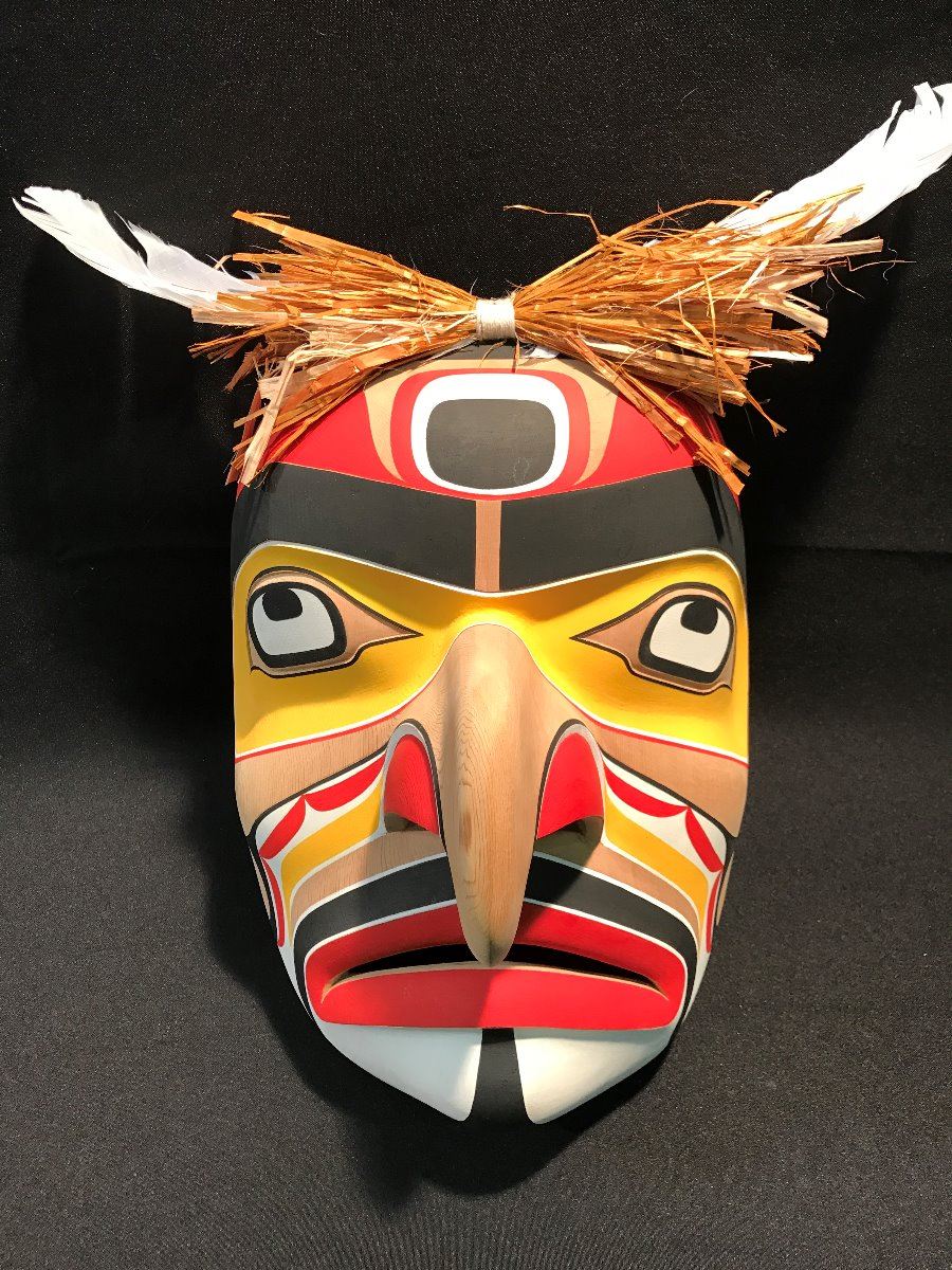 KWAG-UILTH 'HAWK MAN' MASK BY JAY BRABANT, MASK FEATURES CEDAR BARK ...