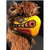 Image 2 : KWAKUITL 'EAGLE' MASK BY FORT RUPERT'S JONATHAN JACOBSON.  MASK IS HEAVILY ADDORNED WITH CEDAR BARK