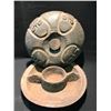Image 2 : SOLID WOOD AFRICAN DIVINATION BOWL WITH LID, 4 FIGURES CARVED IN LID.