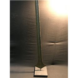 AFRICAN BRIDAL CURRENCY SWORD ON STAND, TOTAL HEIGHT 56" TALL