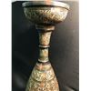 Image 2 : HEAVILY CARVED GOLD EMBOSSED METAL URN, MEASURES 48" TALL