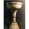 Image 2 : HEAVILY CARVED GOLD EMBOSSED METAL URN, MEASURES 48" TALL