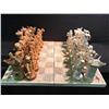 Image 1 : ASIAN THEME OVERSIZED CHESS SET WITH FIGURES RANGING FROM 8" TO 12" TALL.