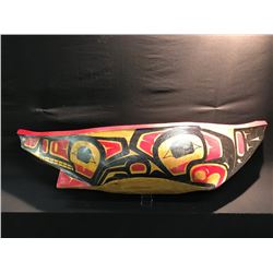 OLDER HAIDA CARVED CANOE, MEASURES 73.5" LONG X 22.5" WIDE