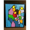 Image 1 : ORIGINAL OIL ON CANVAS PAINTING BY OJIBAY ARTIST NORVAL MORRISSEAU TITLED 'GRANDSON AND FISH'