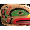 Image 2 : CARVED / PAINTED WALL MOUNT SALMON ON EAGLE HEAD PANEL BY SQUAMISH NATION'S NEIL BAKER